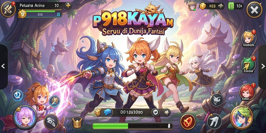 Screenshot gameplay 918KAYA menampilkan aksi karakter Anime yang dinamis.