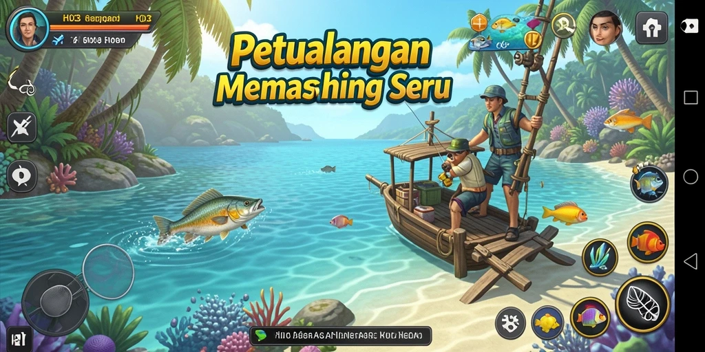 Tangkapan ikan yang megah dalam game H03 saat bermain di danau.