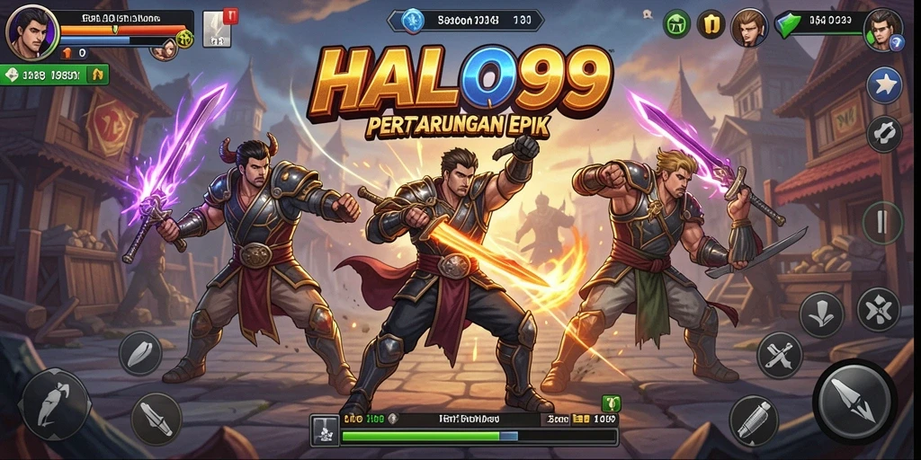 Screenshot utama HALO99 menampilkan aksi pertarungan yang mendebarkan.