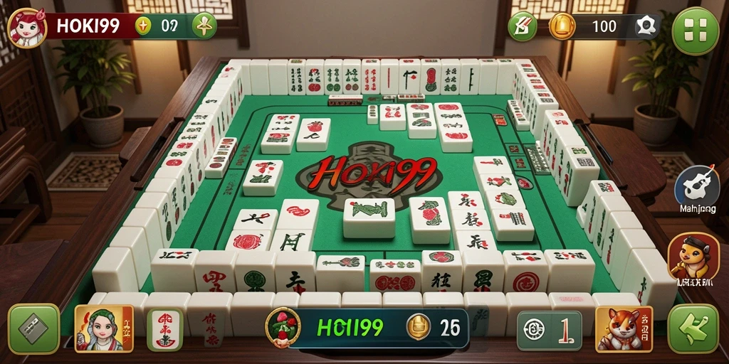 Tampilan gameplay HOKI99 dengan papan Mahjong yang menarik.