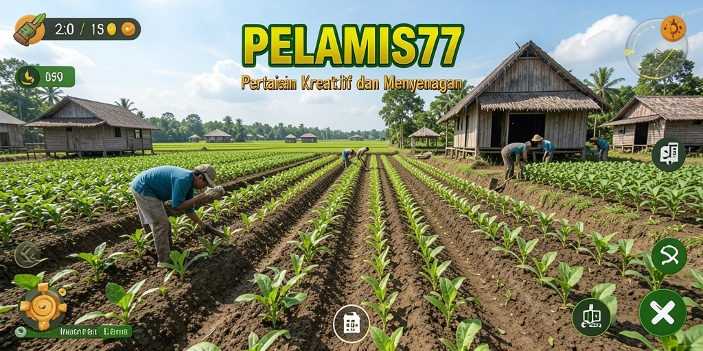 Menampilkan gameplay seru dari PELAMIS77 dengan berbagai aktivitas pertanian.