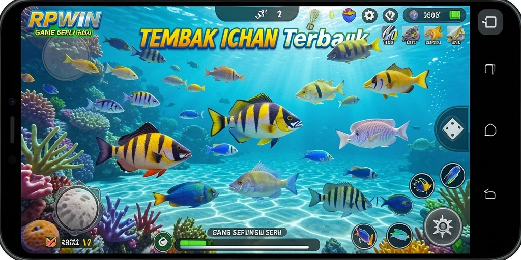 Tampilan gameplay seru dari RPWIN saat menembak ikan.